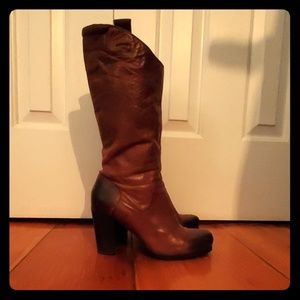 Mid calf, brown, square toe Nine West Boots